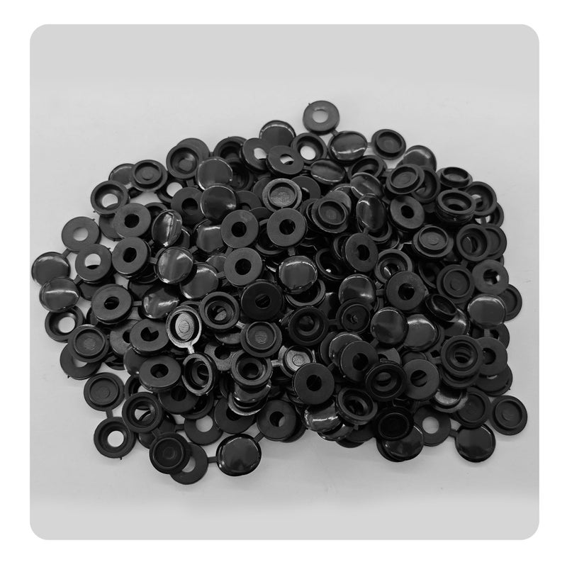 Runseaway 150Pcs Black Plastic Screw Covers, Hinged Screw Cover Caps, Hinged Fold Over Caps Dust Washers Snap Flip Tops for Screw Protection - Image 3